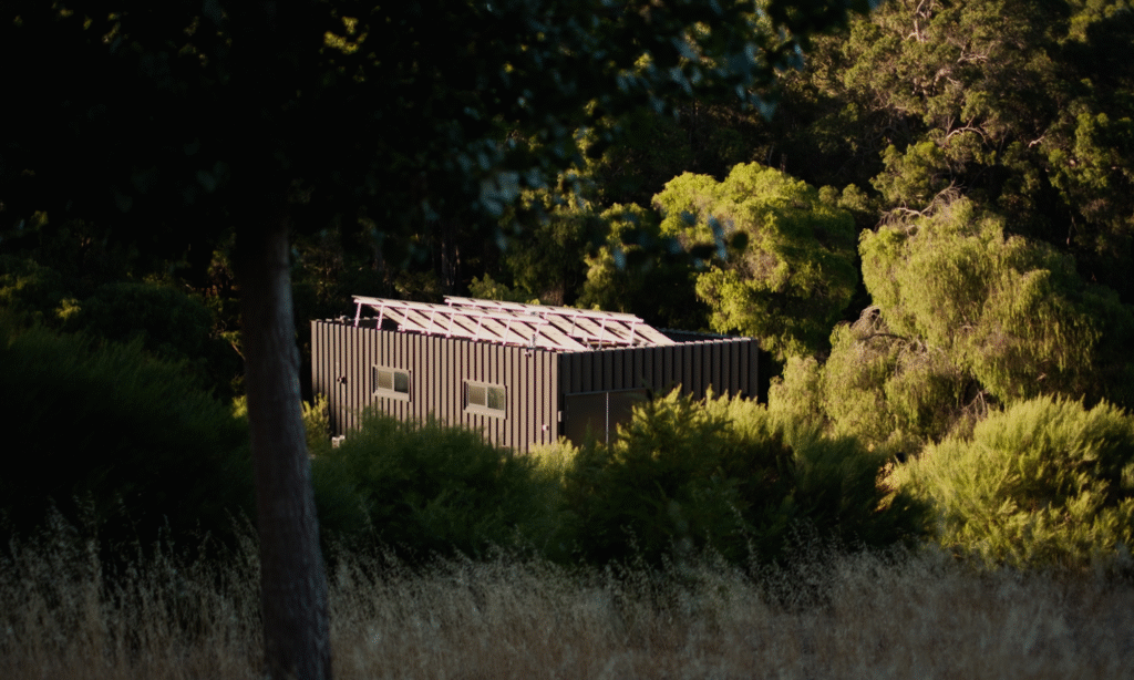 A modern MIRA Residential home set among bushland at sunset.